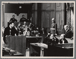 Maximillian Schell (left) and Burt Lancaster (right). Judgement at Nuremberg movie set.