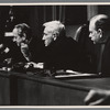 Spencer Tracy, center. Judgement at Nuremberg movie set.