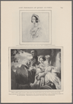 Queen Victoria in her bridal dress, 1840. Age 20. From a drawing by Drummond.  Prince Albert, Queen Victoria, their infant son Prince Arthur, and The Duke of Wellington, in 1851. From a painting by F. Winterhalter...