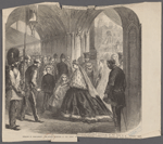 Opening of Parliament: The Queen received at the Peers' entrance of the Palace at Westminster.--See next page.