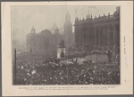 Leeds memorial to Queen Victoria: the Lord Mayor (Mr. Edwin Woodhouse, J.P., D.L.) performing the unveiling ceremony on Monday. The monument, which is over thirty feet high, and is a splendid example of the sculptor's art, is the work of Mr. G.J. Frampton, R.A., and is erected in Victoria Square.
