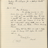 Carnegie, Andrew, AL to. Feb. 10, 1906. Copy in Isabel Lyon's hand.
