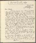 Howells, W[illiam] D[ean], AL to. Aug. 25, 1906. Copy in Isabel Lyon's hand.