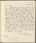 Adams, Samuel H., AL to. Aug. 31, 1906. Copy in Isabel Lyon's hand.