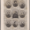 The generals of the West. [Center and then clockwise from top:] Gen. Grant. Gen. McClernand. Gen. Curtis. Gen. Thomas. Gen. W.T. Sherman. Gen. Prentiss. Gen. Lew Wallace. Gen. McCook.