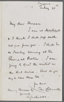 Cholmondeley, Thomas, ALS to HDT. [Nov.] 26,[1858].