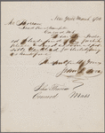 Trow, John F., ALS to John Thoreau. Mar. 5, 1856.