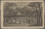 A represenation of the surrender of the Island of Otaheite to Capt Wallis, by the supposed Queen Oberea.