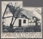 Izaak Walton's cottage before its recent destruction by fire: the seventeenth-century building on the farm where the author of  "The compleat anger" spent his later years at Shallowford in Staffordshire. 