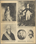 First portrait--In this work by Charles Wilson Peale, Washington showed his military ambitions by posing in his French and Indian War militia uniform. The only likeness that predates the Revolution, it catches little of his character. Age 40.  Washington at Trenton--Painted from life at age 60, this portrait by John Trumbull is less documentary than the other portraits reproduced, since the artist tried to show the man when he was seventeen years younger. Trumbull still insisted it was an accurate representation. Literal portrait--Commanded by the President's fellow-Masons to "paint him as he is," William Williams, a primitive artist, was alone among the portraitists in showing a scar on the left cheek, smallpox marks, a mole under an ear. Age 61.  Rediscovered miniature--The Robertson portrait, lost for fifty years, goes on exhibition Tuesday at the Museum of the City of New York. Age 59. Last portrait--This tragic image, by Charles de St. Memin, reveals the decline of a once heroic physique. Age 66.