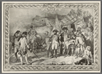 "The Siege of Yorktown", circa 1881. This lithograph depicts General George Washington meeting with the Count de Rochambeau (pointing) as they plan their operations against Yorktown.