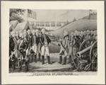 Surrender of Cornwallis. At Yorktown, Virginia, Oct. 19, 1781; by which over 7000 British & Hessians became prisoners. 