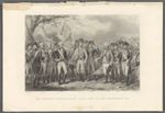 The British surrendering their arms to Gen. Washington, 1781. Lincoln. [Individual captions under persons depicted:] Washington. De Lauzin. La Fayette. Cornwallis. O'Hara. Chewton.