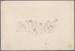 Man, possibly Daniel Webster, in bed surrounded by a group of men, women, and children.