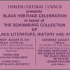 Harlem Cultural Council Presents Black Heritage Celebration in Honor of The Schomburg Collection of Black Literature, History and Art