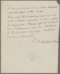 Letter from George William Featherstonehaugh