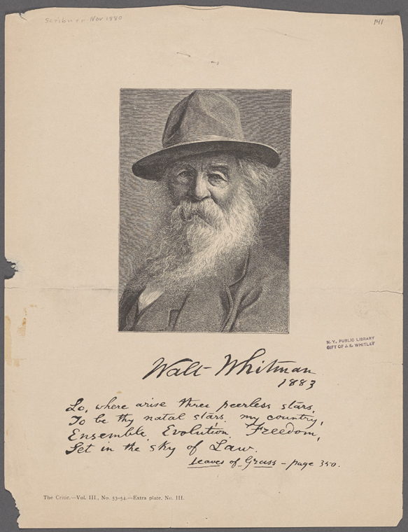 Walt Whitman 1883 [signature]... - NYPL Digital Collections