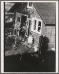 Girls playing in a backyard