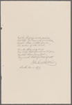 Manuscript facsimile of poem signed John Greenleaf Whittier, Sixth Mo. 11. 1879