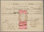 Certificate of election of John Penington for membership in the American Philosophical Society