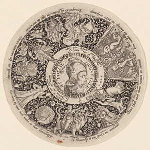 Designs for richly ornamented dishes with medallions