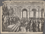 King William proclaimed Emperor of Germany in Gallery of Mirrors, Palace of Versailles, January 18, 1871. [From the picture by P. Grot-Johann]