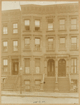 Brownstones and brick row house; Boulevard type lamp