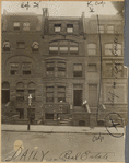 Brownstones, Romanesque Revival style, woman & child on stoop
