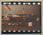 Parking lot and American flag