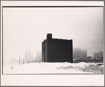 Windowless building in the snow