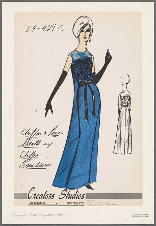 Chiffon and lace sheath with chiffon overdress - NYPL Digital Collections