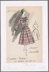 Plaid shirtwaist dress with tiered collar and bib