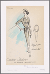 Striped cotton dress with pointed collar and bib-style effect on bodice