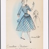 Plaid shirtwaist dress with modified cape collar and apron detail at waist