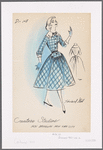 Plaid shirtwaist dress with modified cape collar and apron detail at waist