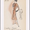 Trumpet-skirt dress with buttoned bodice and flap detail at waist front