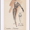 Cotton tweed dress with bertha collar and buttoned dickey; hips and midriff set off with bands and large buttons