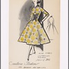 Plaid bouffant shirtwaist dress with plastron and Bermuda collar of contrasting fabric