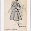 Jewel-neck checked dress with full skirt, sculpted bodice and piped details.