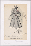 Jewel-neck checked dress with full skirt, sculpted bodice and piped details.