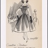 Cocktail dress with slitted off-the-shoulder neckline, full skirt and matching waist and bodice bows