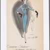 Crepe fitted dress with cross-gathered bodice and double V-shaped buttoned yoke with large bow