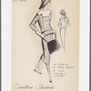 The "Vareuse" or middy blouse in silk chevron stripe with contrast square yoke collar with button detail; below-knee straight skirt