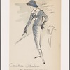 Dropped-waist middy day dress with tab and button decoration and contrast-fabric Puritan collar with jabot effect