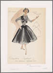 Crepe and tafetta bouffant dress with contrast-fabric yoke detail and bow trim