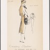 Coat dress with slot seams outlined with topstitching on front and back; topstitched welt pockets, bow tie and inverted back pleat