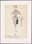 Dolman-sleeved striped dress with bias-cut bodice and button tabs, wing collar and bias welt pockets at hips