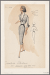 Belted sheath dress with knitwear shawl collar and cuffs and contrast trim details around collar and cuffs