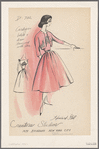 Cardigan bolero and dress trimmed with lace; dress is sleeveless with Sabrina neckline and shoulder ties; fitted midriff and full skirt