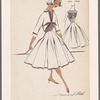 3-piece ensemble: sleeveless gingham blouse with decorative pleats at bust, bolero jacket with gingham trim and pleated full skirt with gingham trim